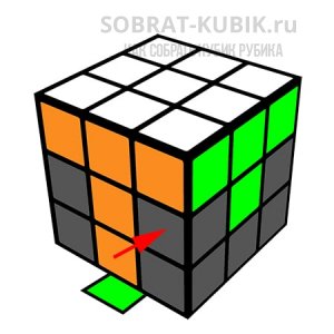 картинка - работа схемы №2 для сборки второго слоя кубик Рубика 3х3